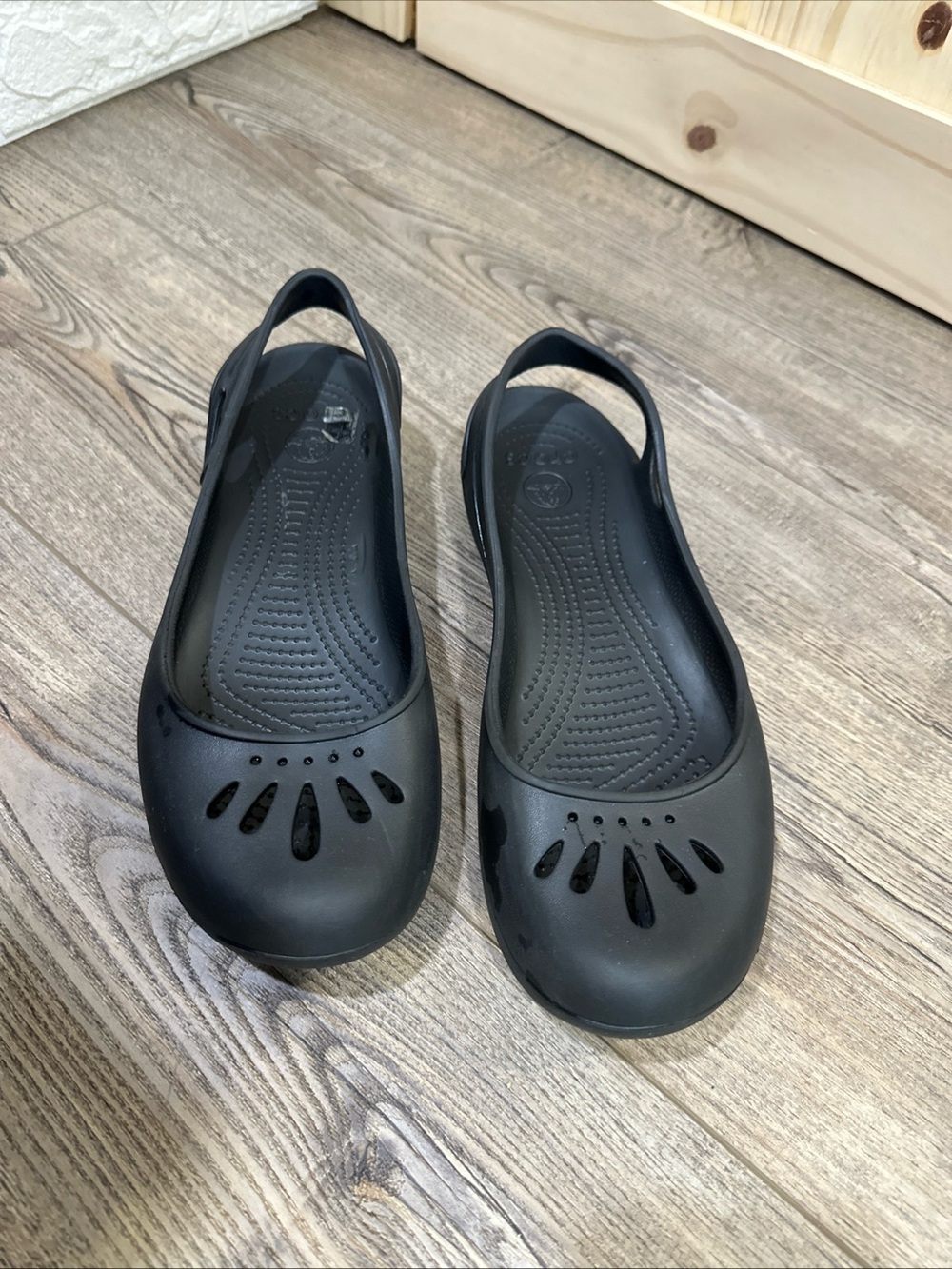 Crocs Malindi Slingback Slip-on Ballet Flat Sandals Shoes Black Women’s Sz 11